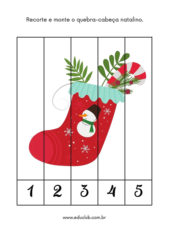 Quebra-cabeça de Natal para imprimir | Educlub